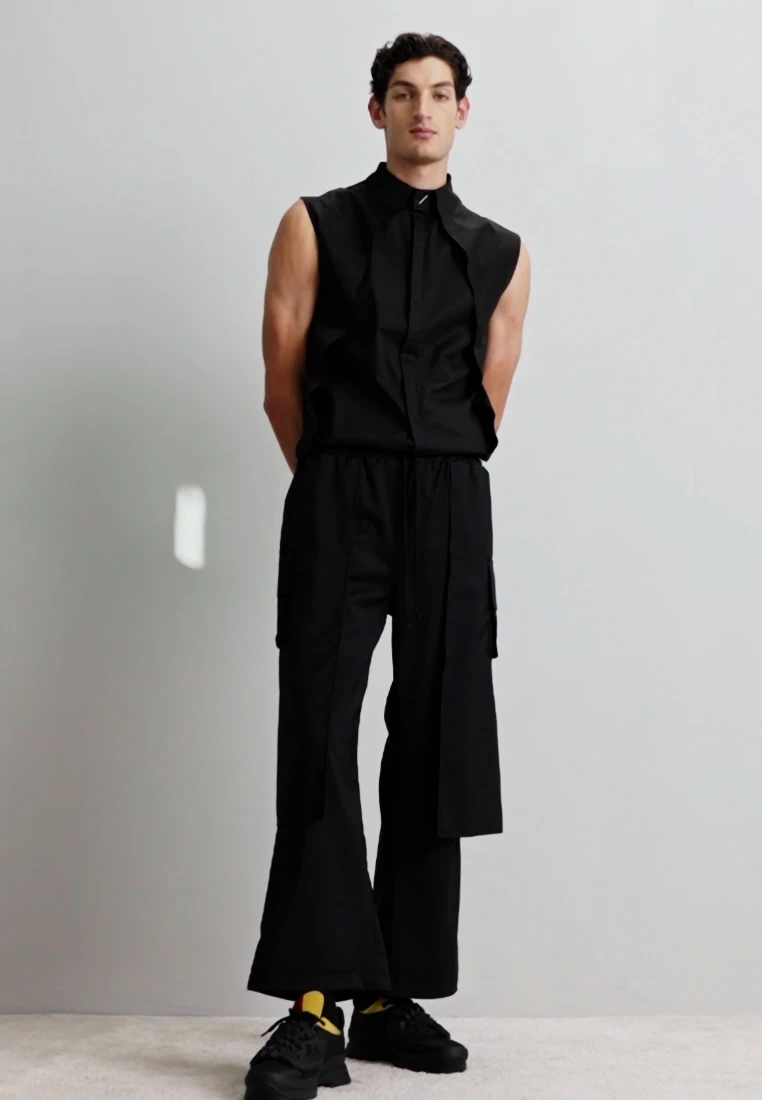 DOUBLE LAYERS LOOSE CUT PANT - Stoffhose - Black 4 DOUBLE LAYERS LOOSE CUT PANT - Stoffhose - Black – Bild 2