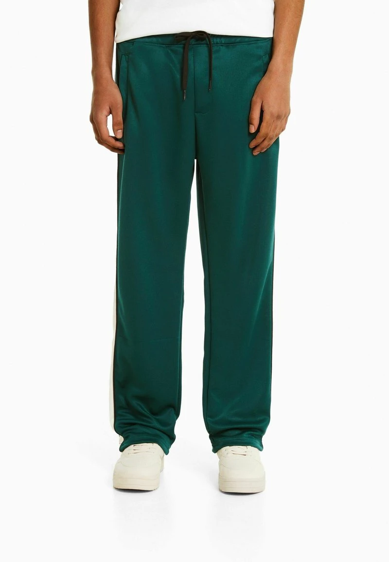 BERSHKA WIDE-LEG WITH INTERLOCK SIDE STRIPES - Jogginghose - Dark Green 3 BERSHKA WIDE-LEG WITH INTERLOCK SIDE STRIPES - Jogginghose - Dark Green