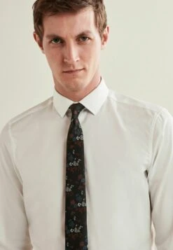 Next PATTERN SLIM - Krawatte - Black Rust Brown Floral