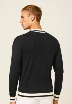 Hackett London CONTRAST TRIM V NECK - Strickpullover - Navy White -Herrenbekleidung 1f1ea46fc9fd4dcdb06eff0dfa3912f7