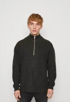 Abercrombie & Fitch HALF ZIP SWEATER - Strickpullover - Green