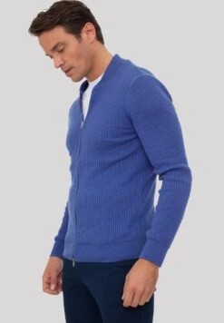 MIT REISSVERSCHLUSS - Strickjacke - Blue Melange -Herrenbekleidung 25136aa7b6e0434cbd7d15c10acef27e