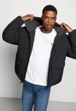 Abercrombie & Fitch CLOUD JACKET - Wintermantel - Black -Herrenbekleidung 2eb597072d5d4d779a003e0e95e4957c