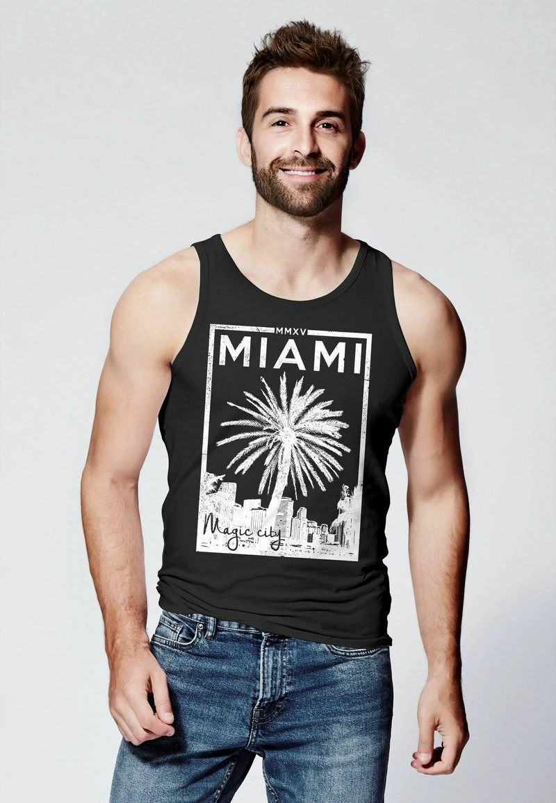 TANK MIAMI BEACH PALMEN SKYLINE NEVERLESS - Top - Schwarz 3 TANK MIAMI BEACH PALMEN SKYLINE NEVERLESS - Top - Schwarz