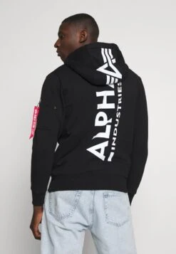 Alpha Industries BACK PRINT ZIP HOODY - Sweatjacke - Black -Herrenbekleidung 7c4de9722bb743899862a77adb206283