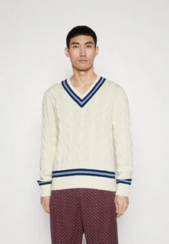Hackett London CONTRAST TRIM V NECK - Strickpullover - Navy White -Herrenbekleidung 810e506d85a64ed0b1ae9bf839e971fd