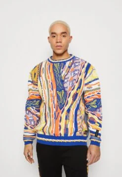 CARLO COLUCCI RUNDHALS UNISEX - Strickpullover - Royal/yellow/orange/offwhite