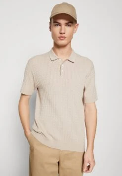 Selected Homme SLHMADDEN CABLE - Poloshirt - Fog Melange -Herrenbekleidung a90aa660734f411a9db666b16bf851d4