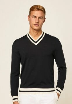 Hackett London CONTRAST TRIM V NECK - Strickpullover - Navy White -Herrenbekleidung b4f90a4b1f5442b1b6ddbbde65559563 1
