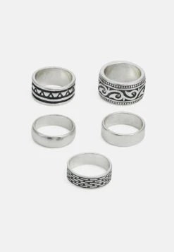 Pier One 5 PACK - Ring - Silver-coloured -Herrenbekleidung d2a802be64df4661bd25fabe0d475d1a