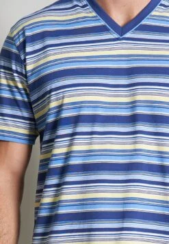 SET - Nachtwäsche Set - Blau Mittel Ringel 10 SET - Nachtwäsche Set - Blau Mittel Ringel -Herrenbekleidung f58a0e437411489a8205afa53336b4ff