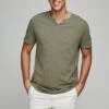 Jack & Jones JJESPLIT NECK - T-Shirt Basic - Dusky Green 1 Jack & Jones JJESPLIT NECK - T-Shirt Basic - Dusky Green -Herrenbekleidung f7babfc75b6740f28b9cd6e741a5f703